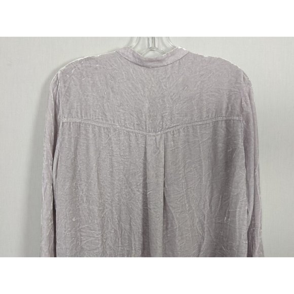 Eileen Fisher light purple‎ velvet long sleeve button up high low blouse sz S/P - Picture 4 of 9